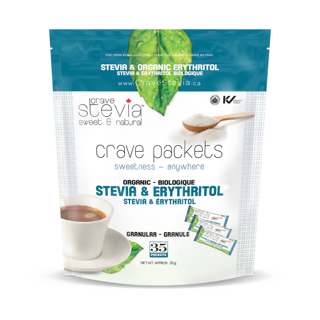 CRAVE STEVIA    Stevia & Erythritol Packets 30Ct