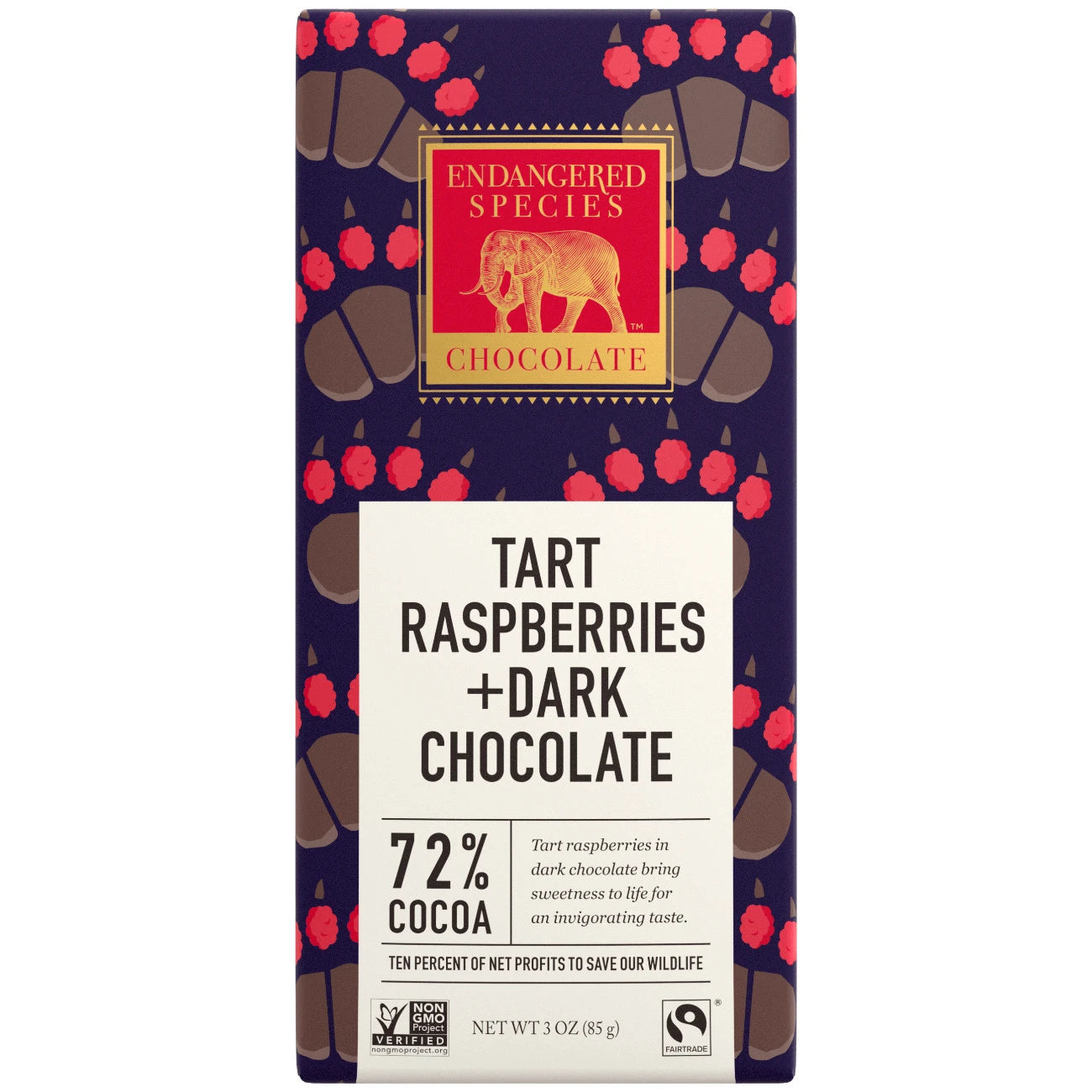 Endangered Species   All-Natural Chocolate Bars   Grizzly - Dark & Red Raspberries85G