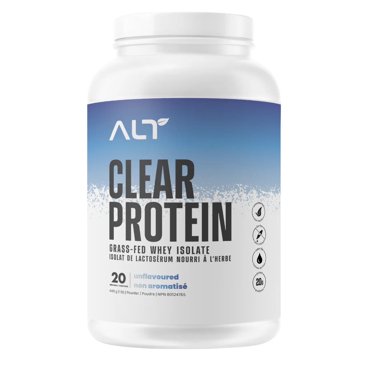 ALT Clear Whey Isolate    Flavour: Unflavoured Container Size: 20 Servings