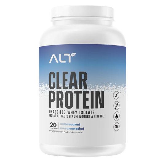 ALT    ALT Clear Whey Isolate    Flavour: Unflavoured 
Container Size: 25 Servings    Each