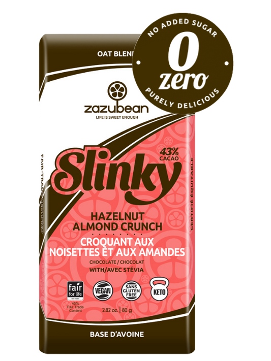 ZAZUBEAN ORGANIC CHOCOLATES    No Sugar Add Hazel Almd Cr 80g*12