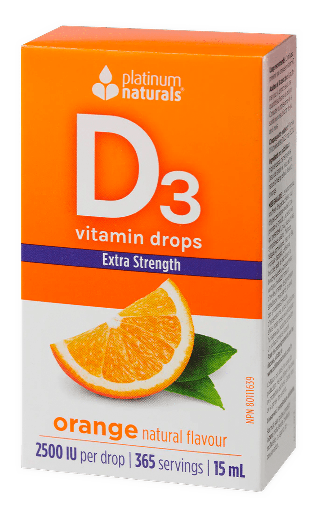 Platinum Naturals-Vitamin D3 Drops 2500 IU Extra Strength Orange