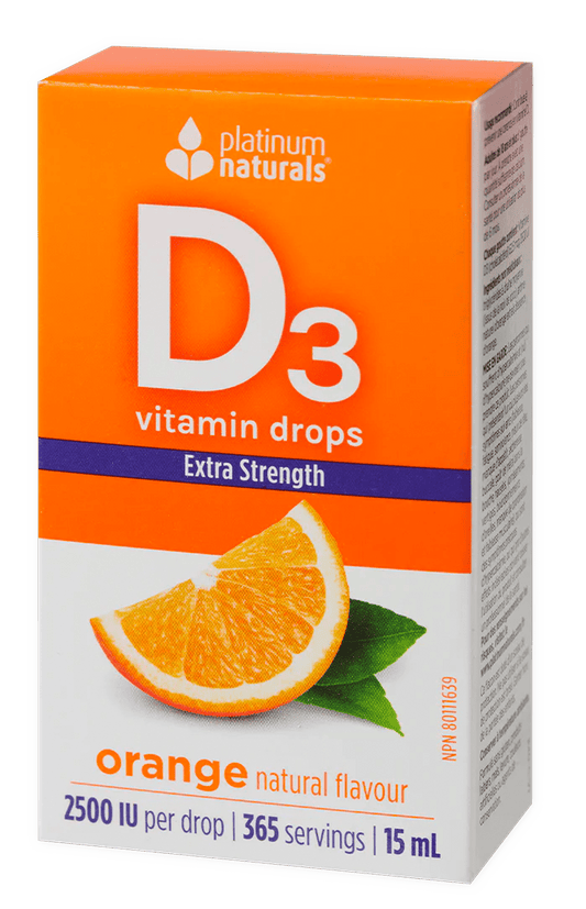 Platinum Naturals-Vitamin D3 Drops 2500 IU Extra Strength Orange