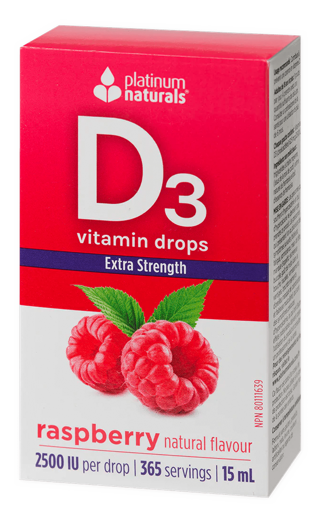 Platinum Naturals-Vitamin D3 Drops 2500 IU Extra Strength Raspberry