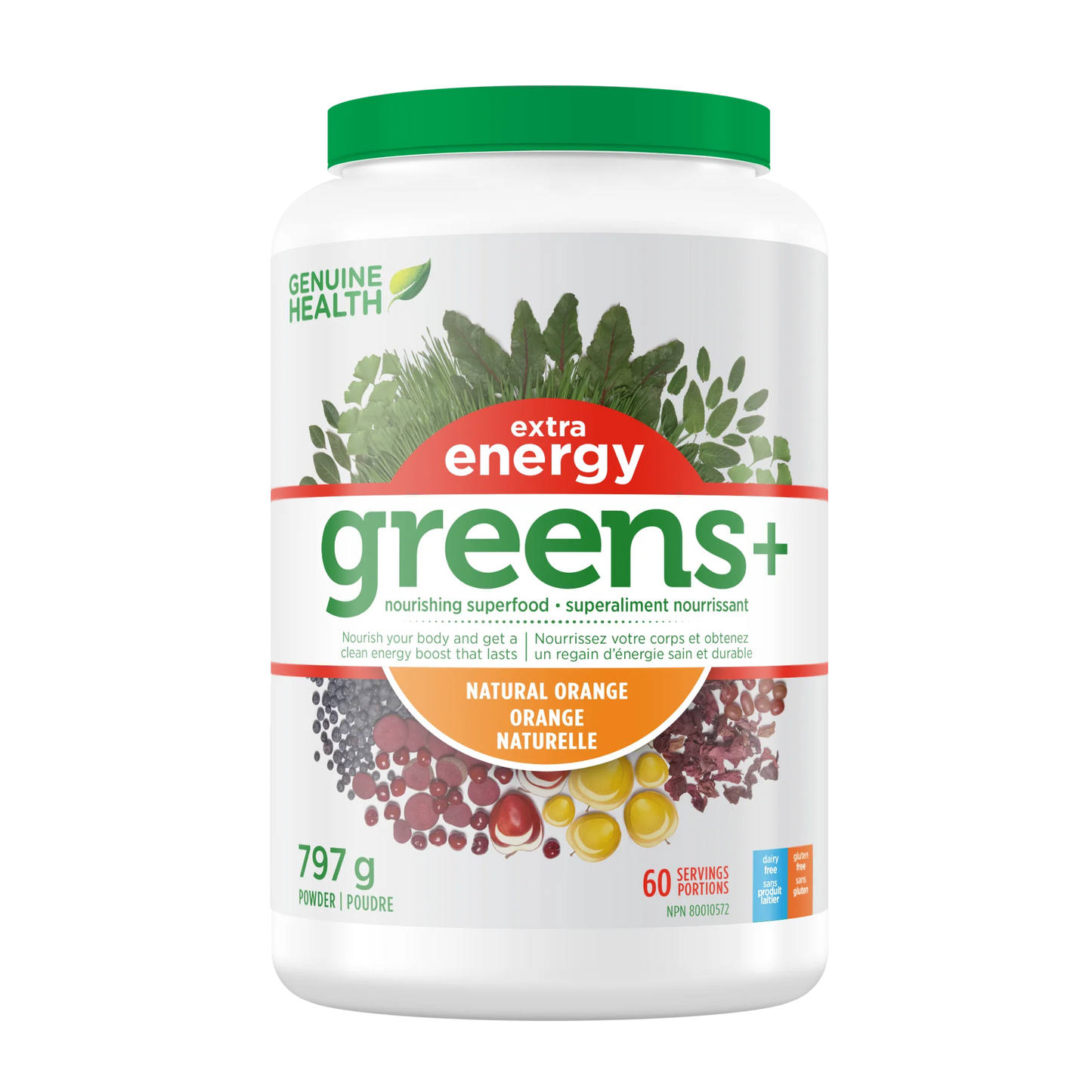 Genuin Health   greens+ extra energy orange, 50 servings