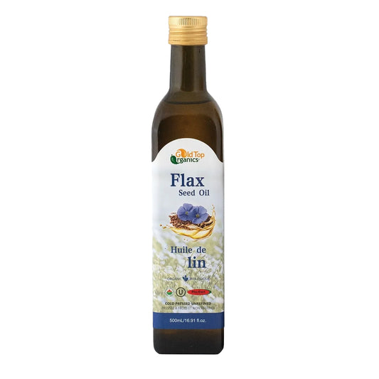 GOLD TOP -    Flax Seed Oil, Cold Pressed, Unrefined, Organic    500ml