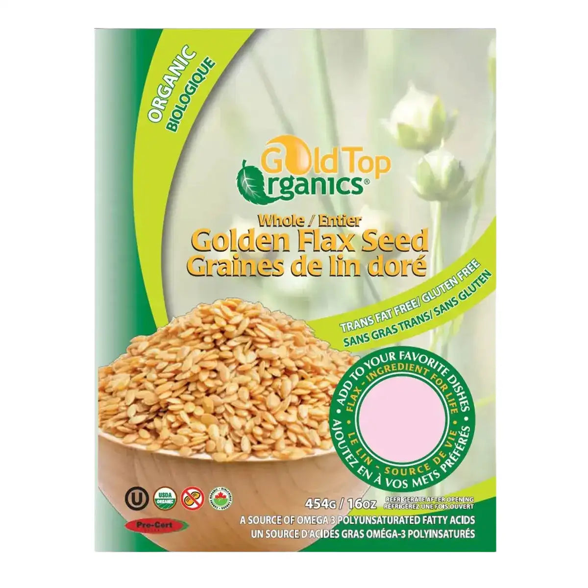 Gold Top Organics - Whole Golden flax  454g