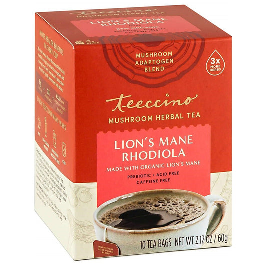 Teeccino   Mushroom Herbal Tea   Lion'S Mane Rhodiola10CT