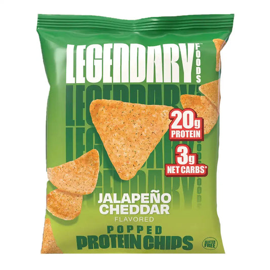 Legendary Foods    Legendary Foods Protein Chips    Flavour: Jalapeno 
Container Size: 34 g    Case of 7