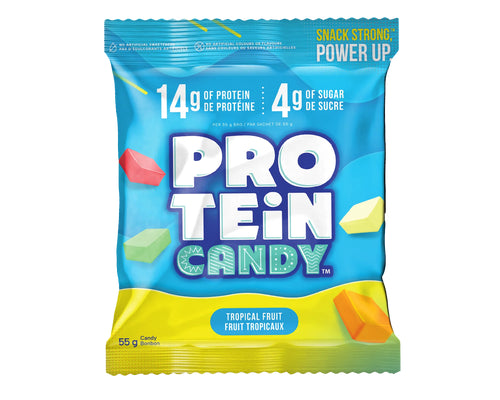 Protein Candy    Protein Candy    Flavour: Tropical Fruit 
Container Size: 55 g    Pack of 12
