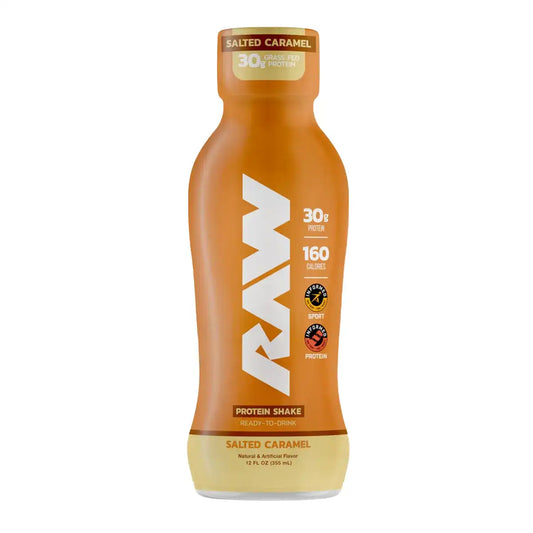 Raw Nutrition    Raw Protein Shake RTD    Flavour: Salted Caramel 
Container Size: 355 mL    Pack of 12
