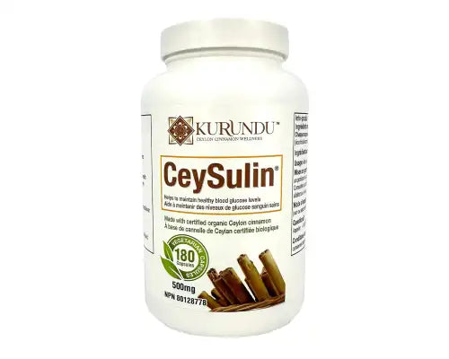 Kurundu - NEW BRAND   CeySulin - Organic Celyon Cinnamon   180 caps/ 500 mg