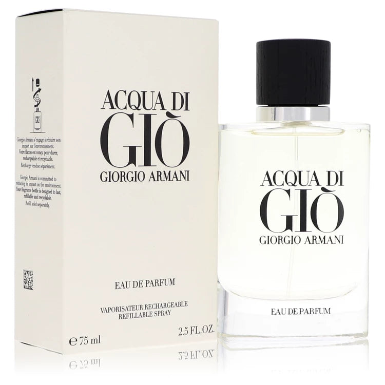Acqua Di Gio Eau De Parfum Refillable Spray By Giorgio Armani 2.5 oz Eau De Parfum Refillable Spray