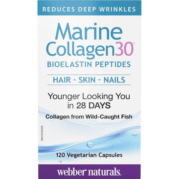 Webber Naturals - Marine Collagen30® Bioelastin Peptides - 120 Vegetarian
Capsules