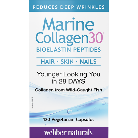 Webber Naturals - Marine Collagen30® Bioelastin Peptides - 120 Vegetarian
Capsules