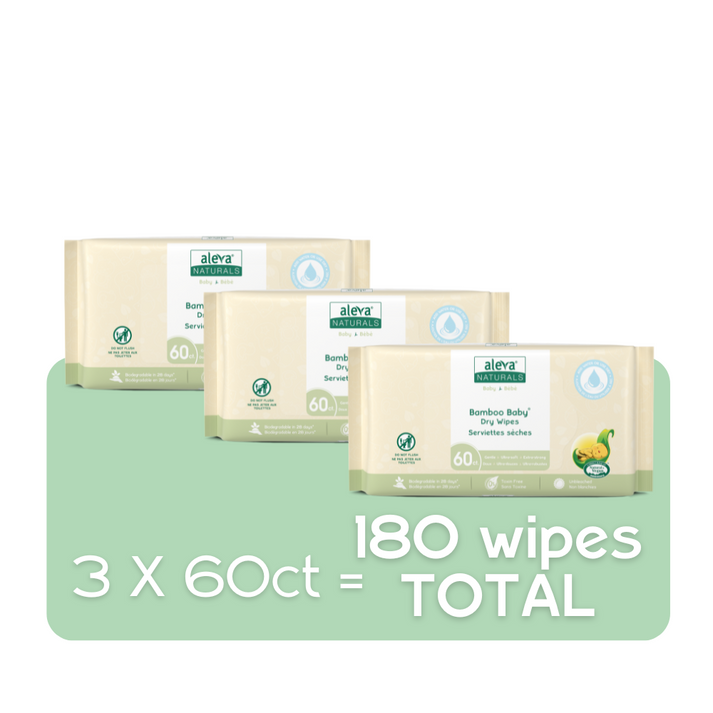 Aleva Naturals   Bamboo Baby Dry Wipes Value Pack 3pk