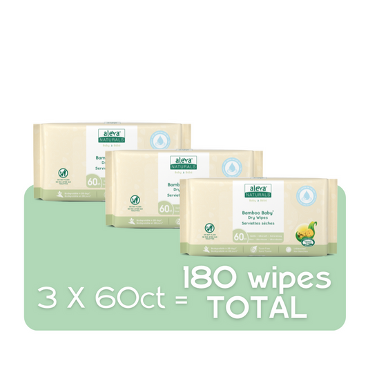 Aleva Naturals   Bamboo Baby Dry Wipes Value Pack 3pk