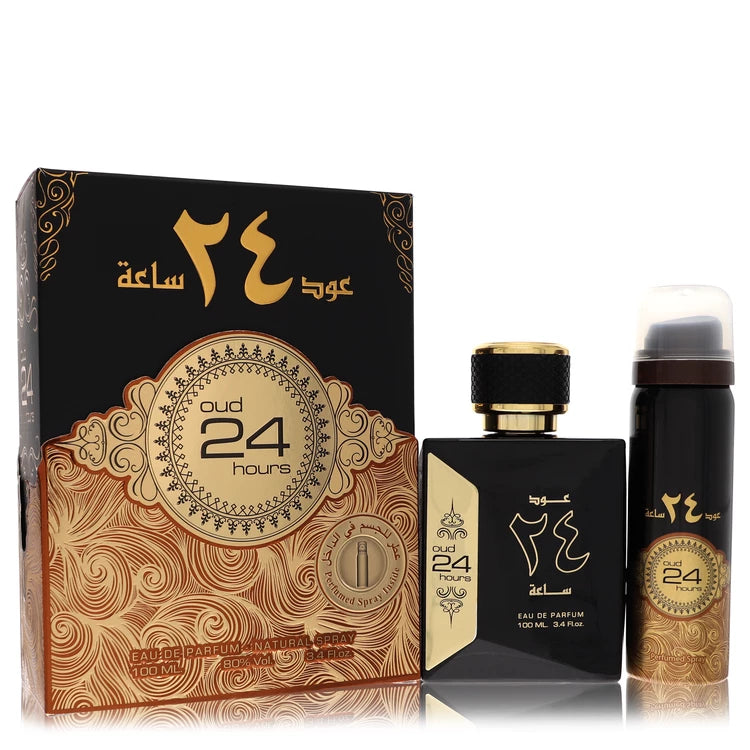 Ard Al Zaafaran Oud 24 Hours Eau De Parfum Spray + 1.7oz Perfumed Spray (Unisex) By Al Zaafaran 3.4 oz Eau De Parfum Spray + 1.7oz Perfumed Spray