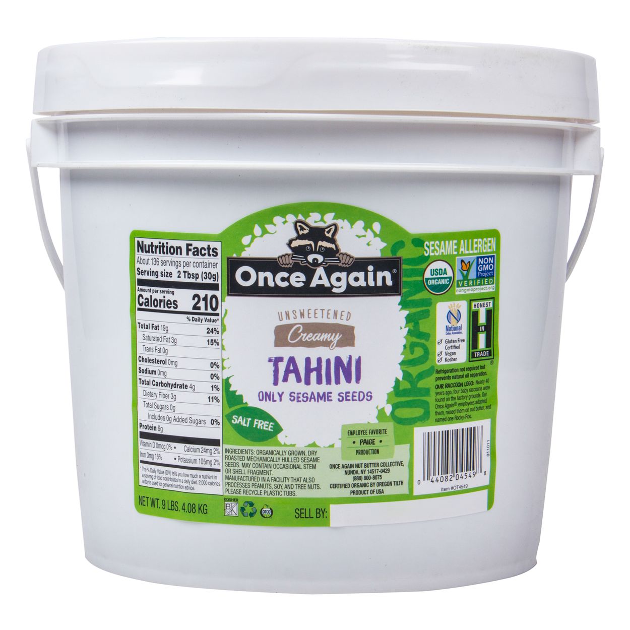 ONCE AGAIN - Tahini, Natural    4.08kg