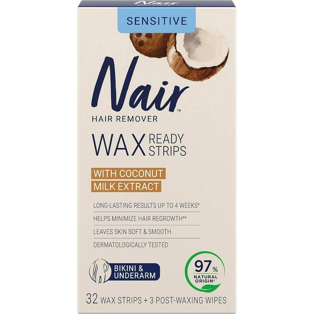 NAIR WAX READY STRIPS COCONUT MILK OIL BIK&UNDER32