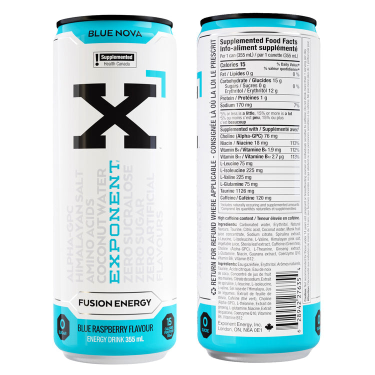 Exponent Energy Drink Blue Nova 355 mL-Case of 24 (6 packs of 4)