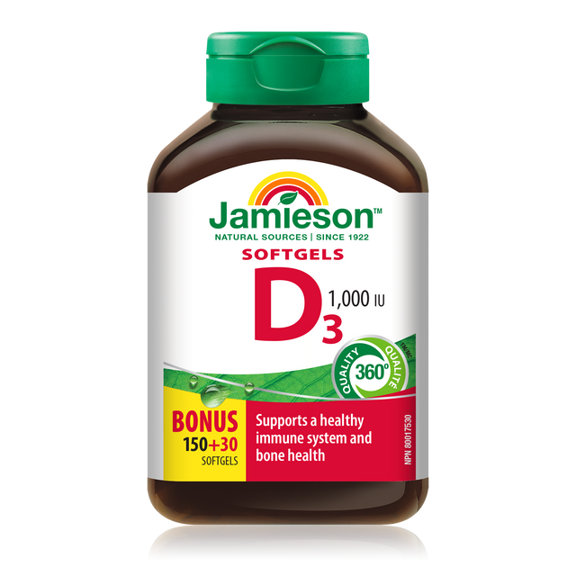 Jamieson    JMS Vitamin D 1000IU 150's + 30's Free    150+30Softgels