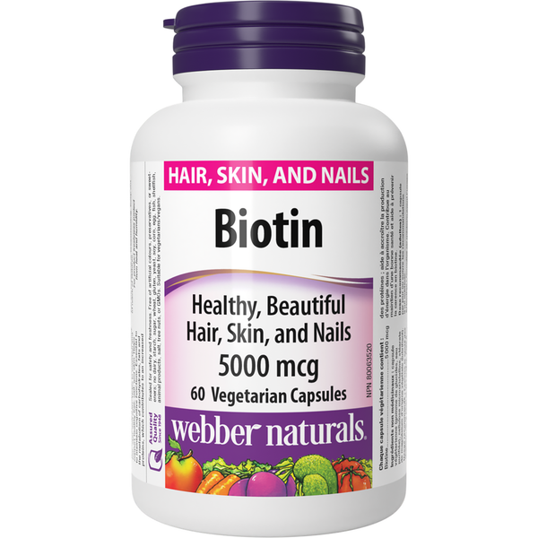 Webber Naturals - Biotin 5000 mcg - 60 Vegetarian Capsules