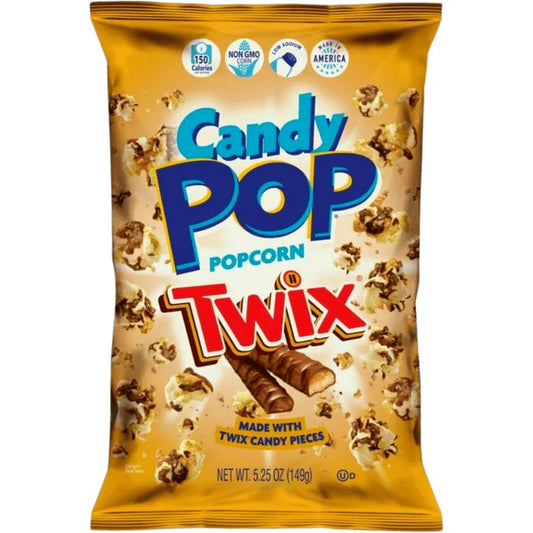 Snax Sational    Snax Candy Pop Popcorn    Flavour: Twix 
Container Size: 149 g    Case of 12