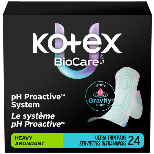 KOTEX BIOCARE PADS ULTRA THIN+WINGS HEAVY 3 pack of 24