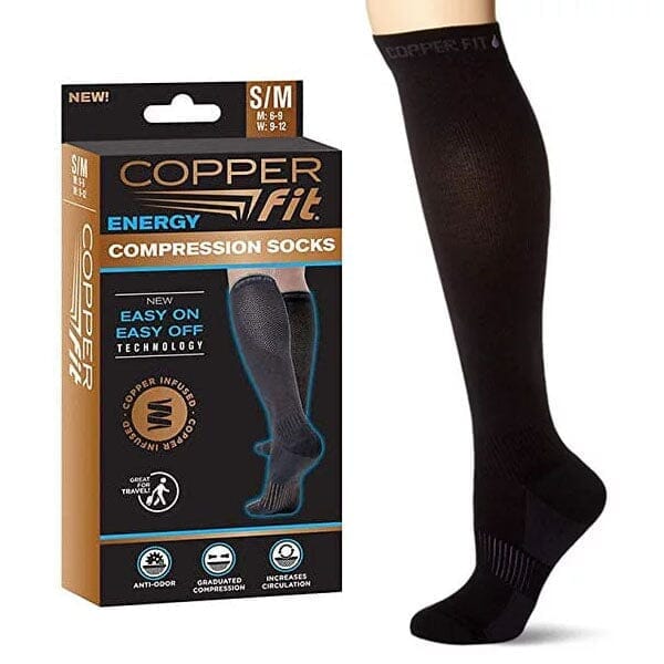 COPPER FIT COMPRESSION SOCKS BLACK SM/MD