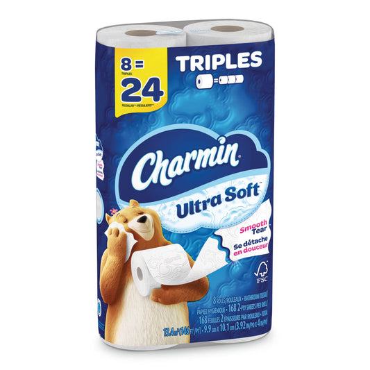 CHARMIN BATH TISSUE SOFT 156SHEET TRIPLES ROLLS 8 pack of 6