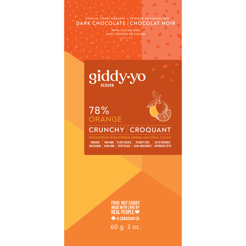 GIDDY-YO   Crunchy Dark Chocolate Bars - Orange Crunchy 78%   60 g