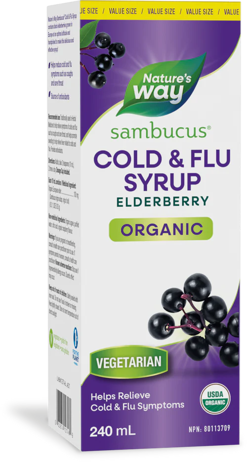 Nature's Way - Sambucus Organic Elderberry Cold & Flu Syrup - 240 ml