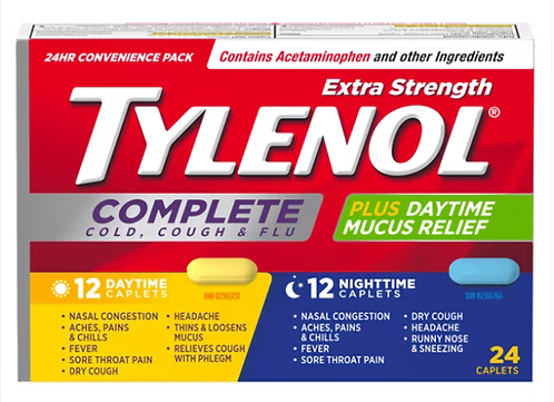 TYLENOL COUCH/COLD/FLU XST DAY/NIGHT CPLT 12+12 TABLET