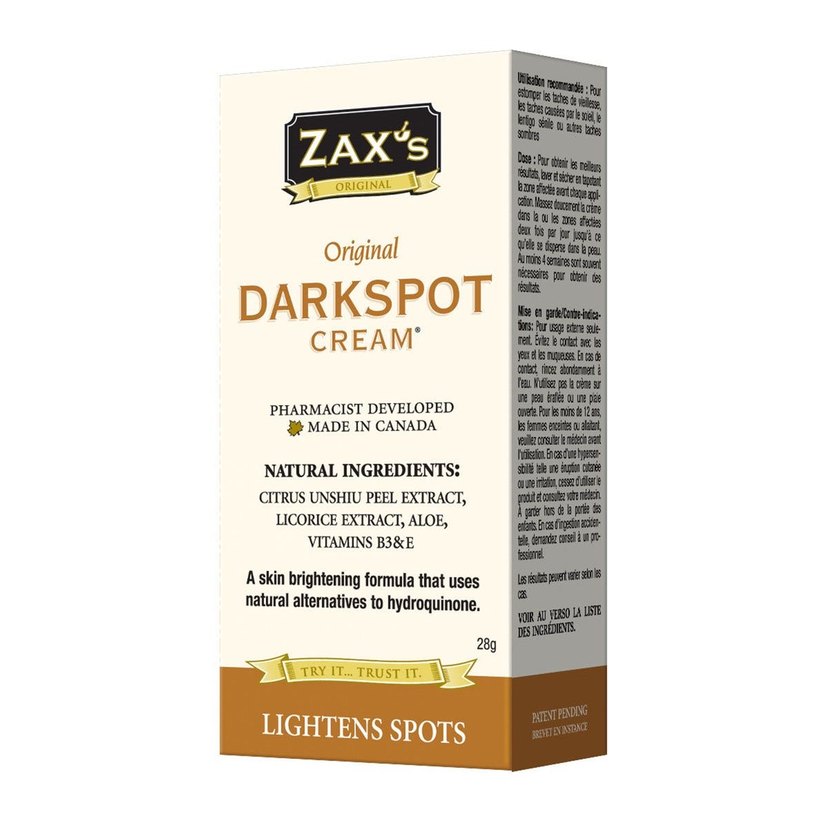 ZAX'S ORIGINAL CREAMS    Original Darkspot Cream 28g