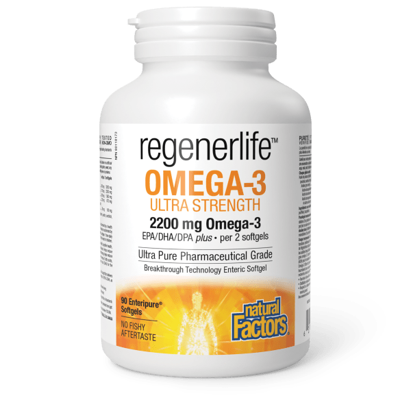 Natural Factors Omega-3 Ultra Strength, RegenerLife 90ep Softgels