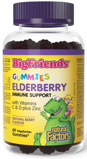 Natural Factors   Elderberry Gummies with Vitamins C & D plus Zinc,Big Friends   60 vg gumvg gum