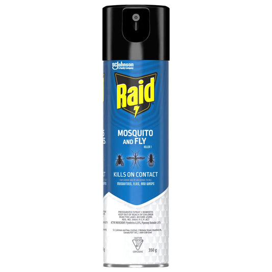 RAID DOUBLE ACTION MOSQUITOES & FLIES KILLER 350G AEROSOL pack of 12