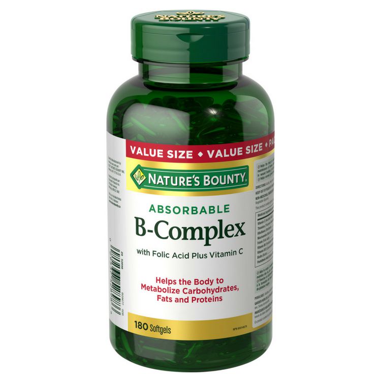 NATURE'S BOUNTY B-COMPLEX W/FOLIC ACID & VIT C 100 SOFTGEL