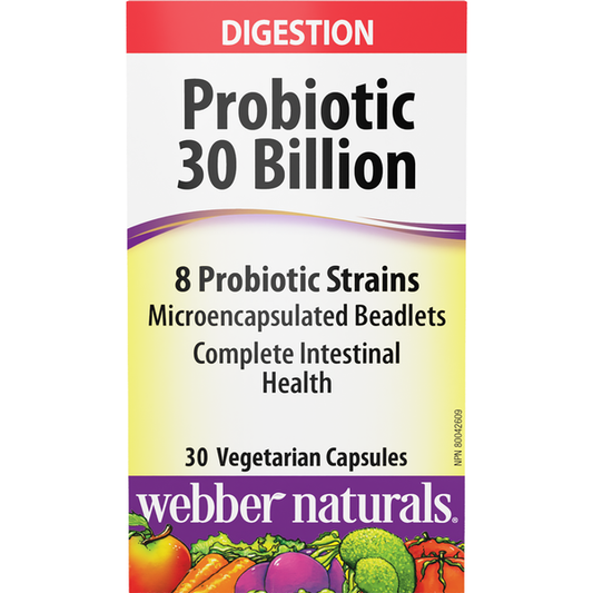 Webber Naturals - Probiotic 30 Billion 8 Probiotic Strains - 30 Vegetarian Capsules