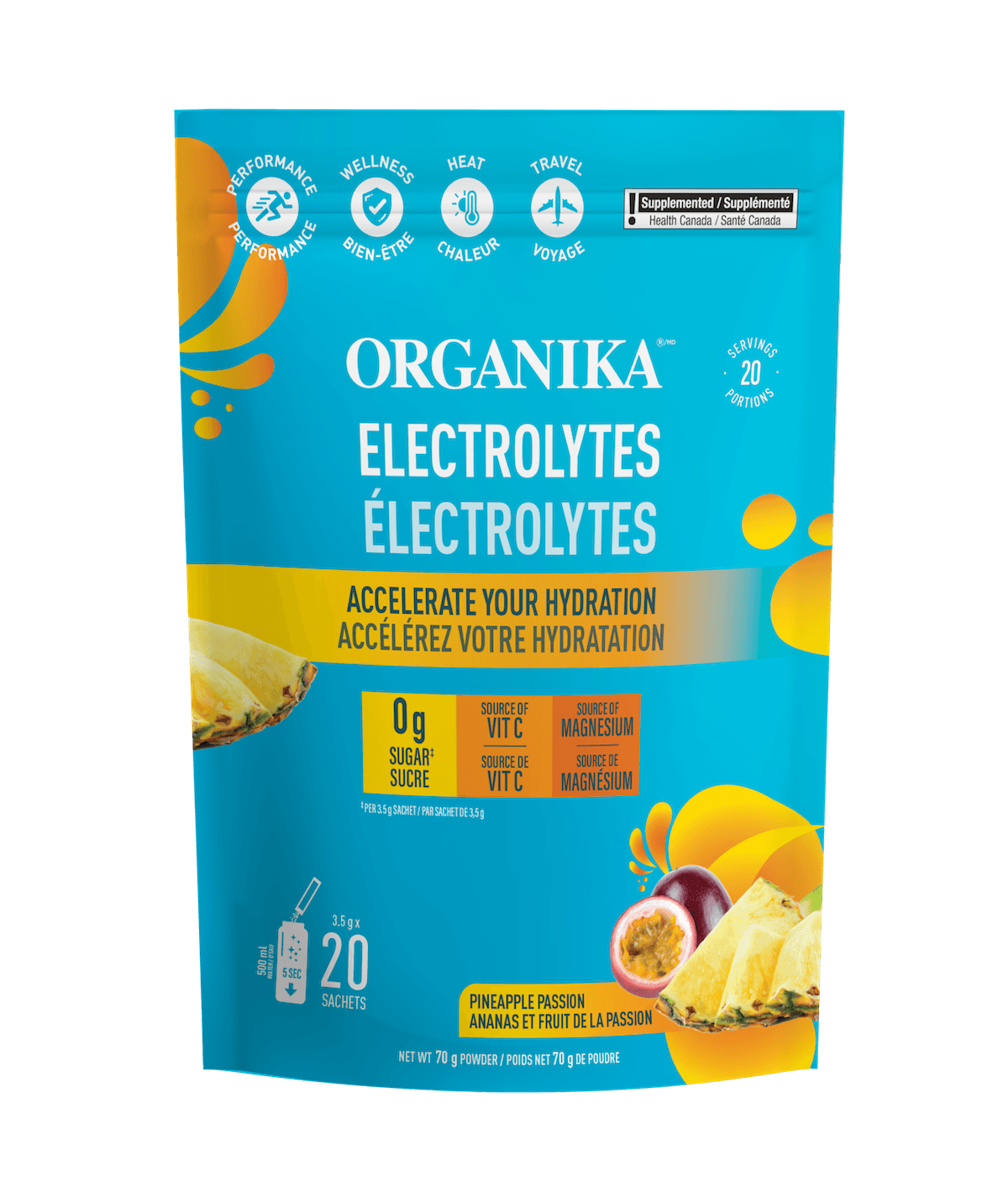 Organika   ELECTROLYTES PINEAPPLE PASSION 3.5G 20BAG