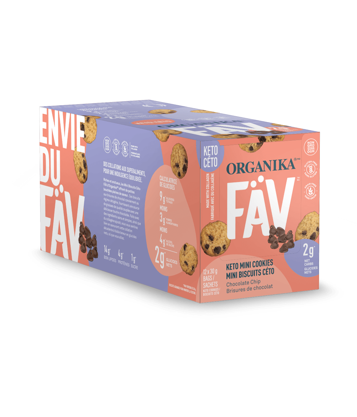 Organika   COOKIE FAV KETO CHOCOLATE CHIP 30G 12BOX †