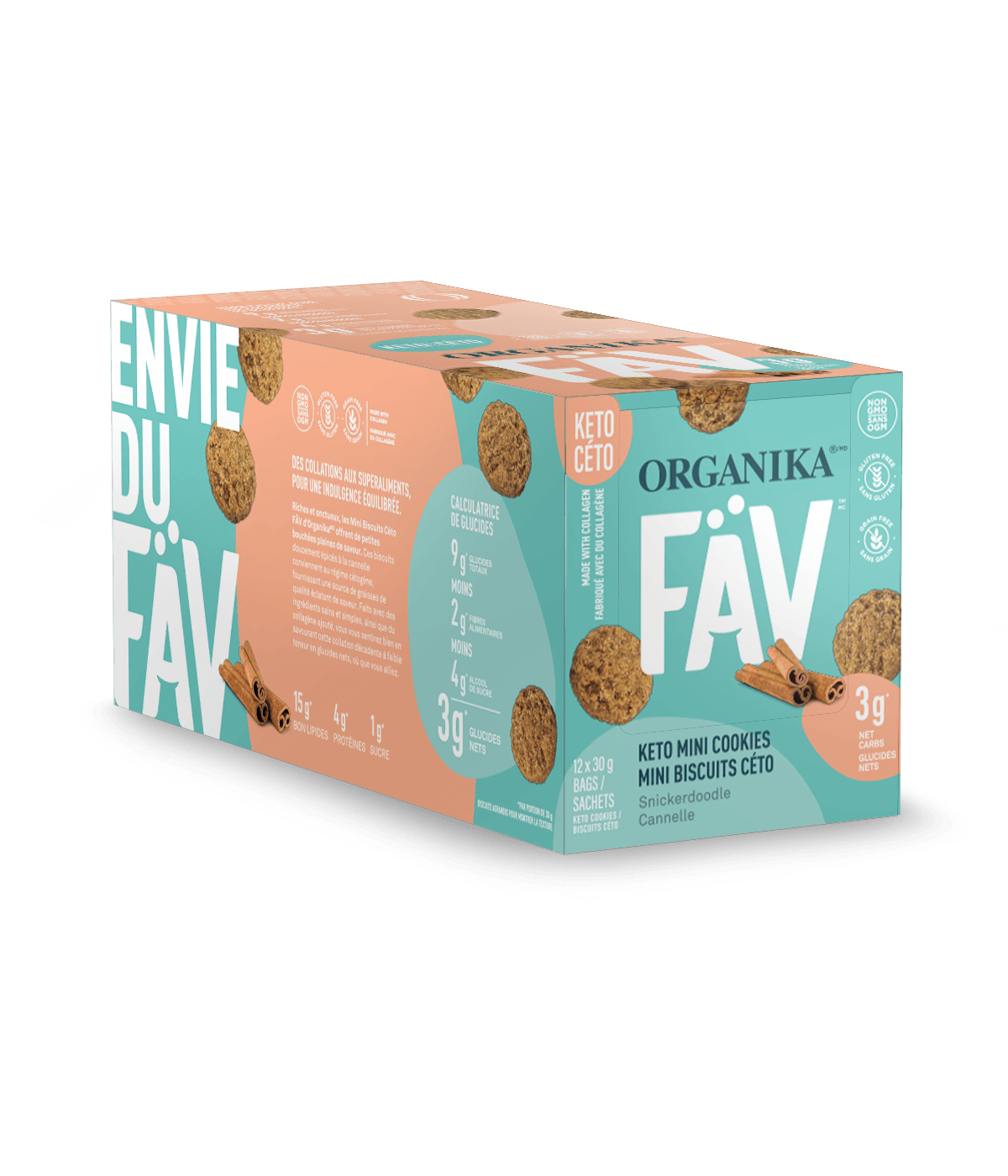 Organika   COOKIE FAV KETO SNICKERDOODLE 30G 12BOX †