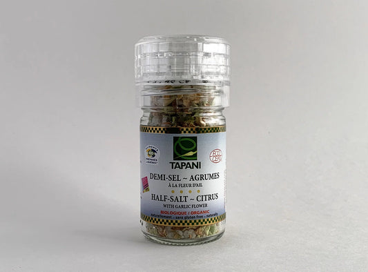 LA FINE FLEUR DE TAPANI   -  Half - salt, Citrus with garlic flower (salt grinder)   40g
