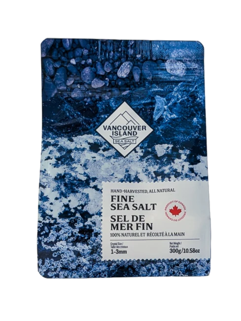 VANCOUVER ISLAND  -      Hand Harvested, All Natural Fine Sea Salt     300g