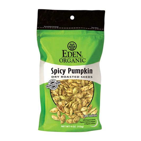 Eden Foods   Organic & Natural Snacks   Dry Roasted With Tamari Spicy Pumpkin Seeds113G