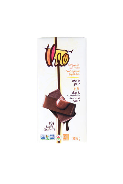 Theo   Organic Chocolate Bars   Org Dark Chocolate, 70%85G