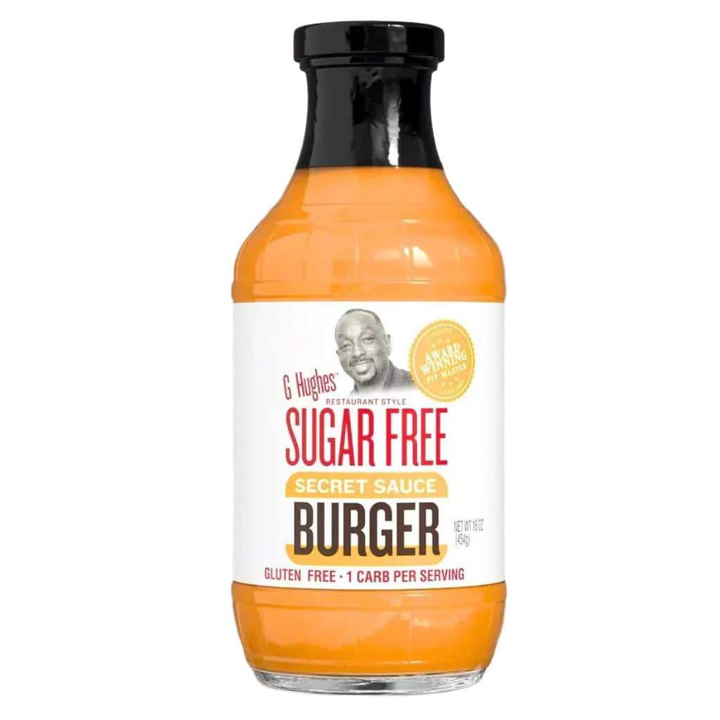 G Hughes Sugar Free Sauce    G Hughes Dipping Sauce    Flavour: Secret Burger Sauce 
Container Size: 473 mL    Case of 6