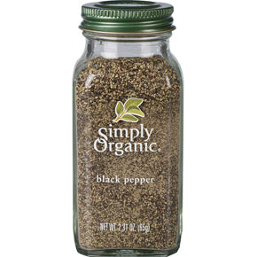 SIMPLY ORGANIC  -   Organic Black Pepper, Medium Grind (glass bottle)    65.5g
