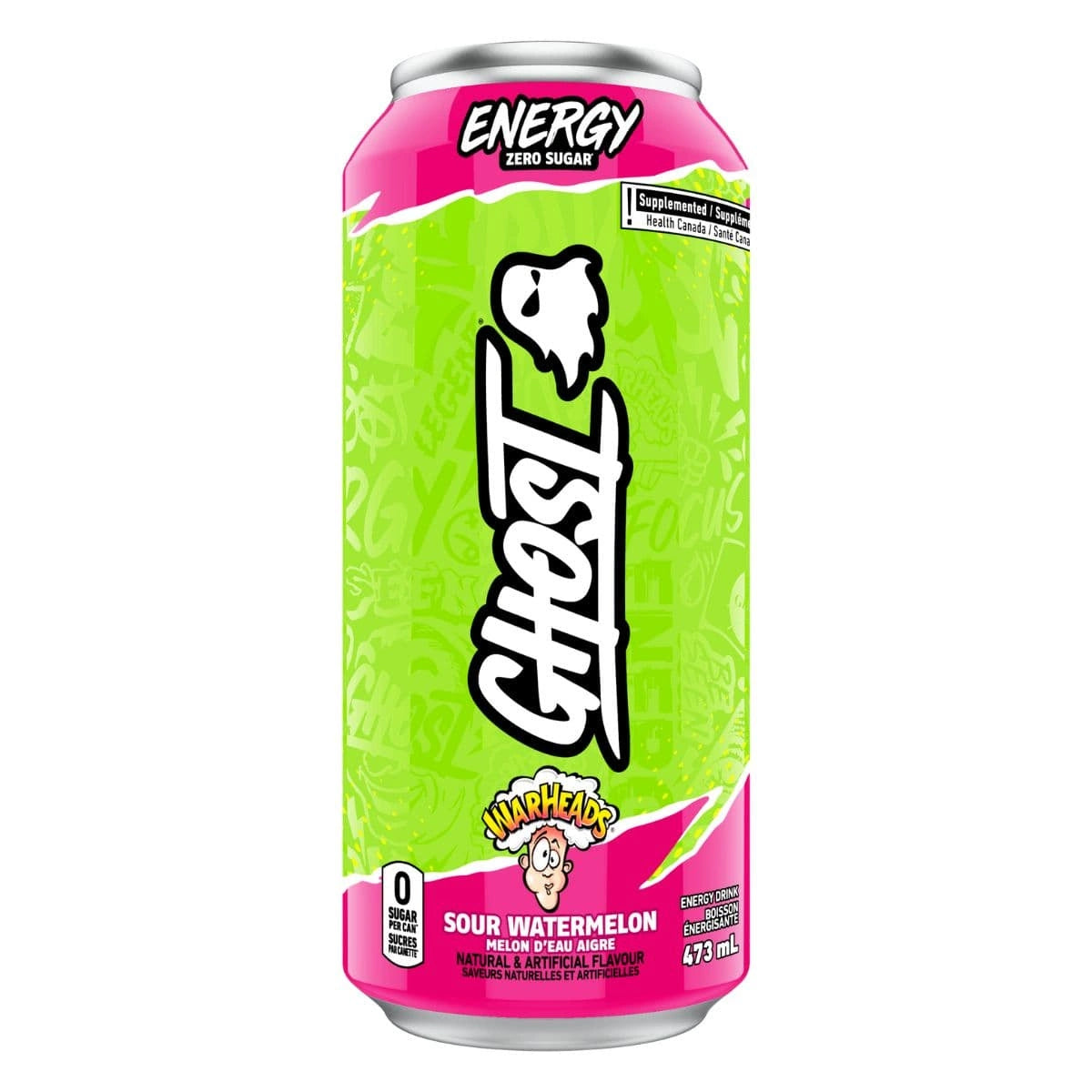 Ghost    Ghost Energy    Flavour: Warheads Sour Watermelon 
Container Size: 473 mL    Pack of 12